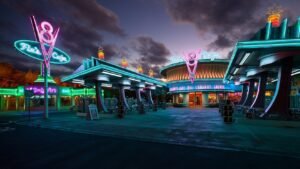 flos v8 cafe disneyland restaurante Disneyland California